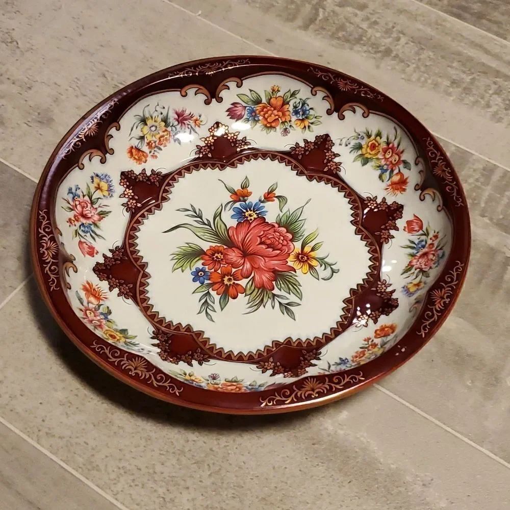 Vintage Daher Decorating Ware 1971 Floral Metal Tin Bowl